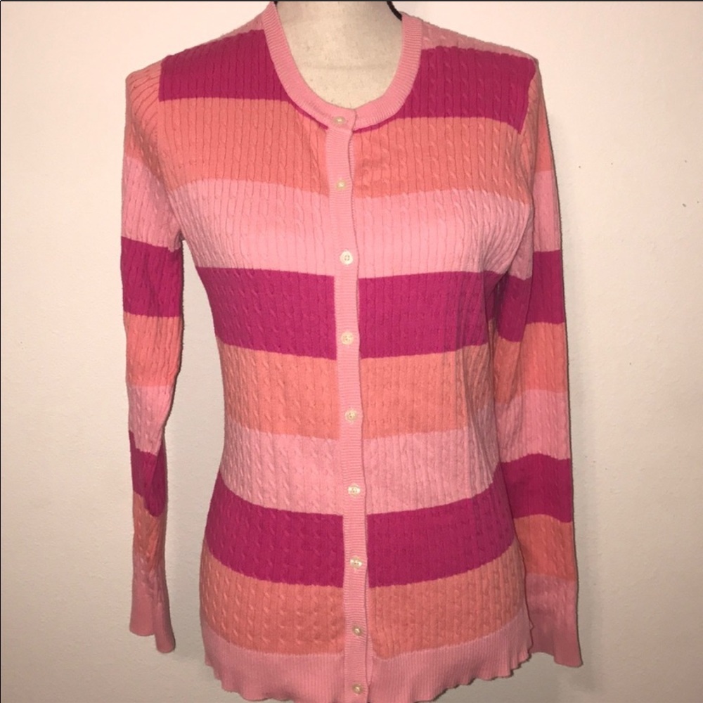 Lilly Pulitzer pink cable knit cardigan